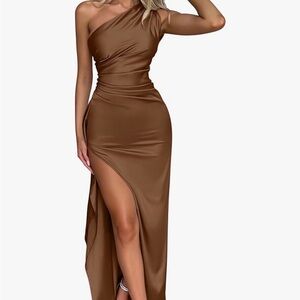 Brown 1 Shoulder Dress